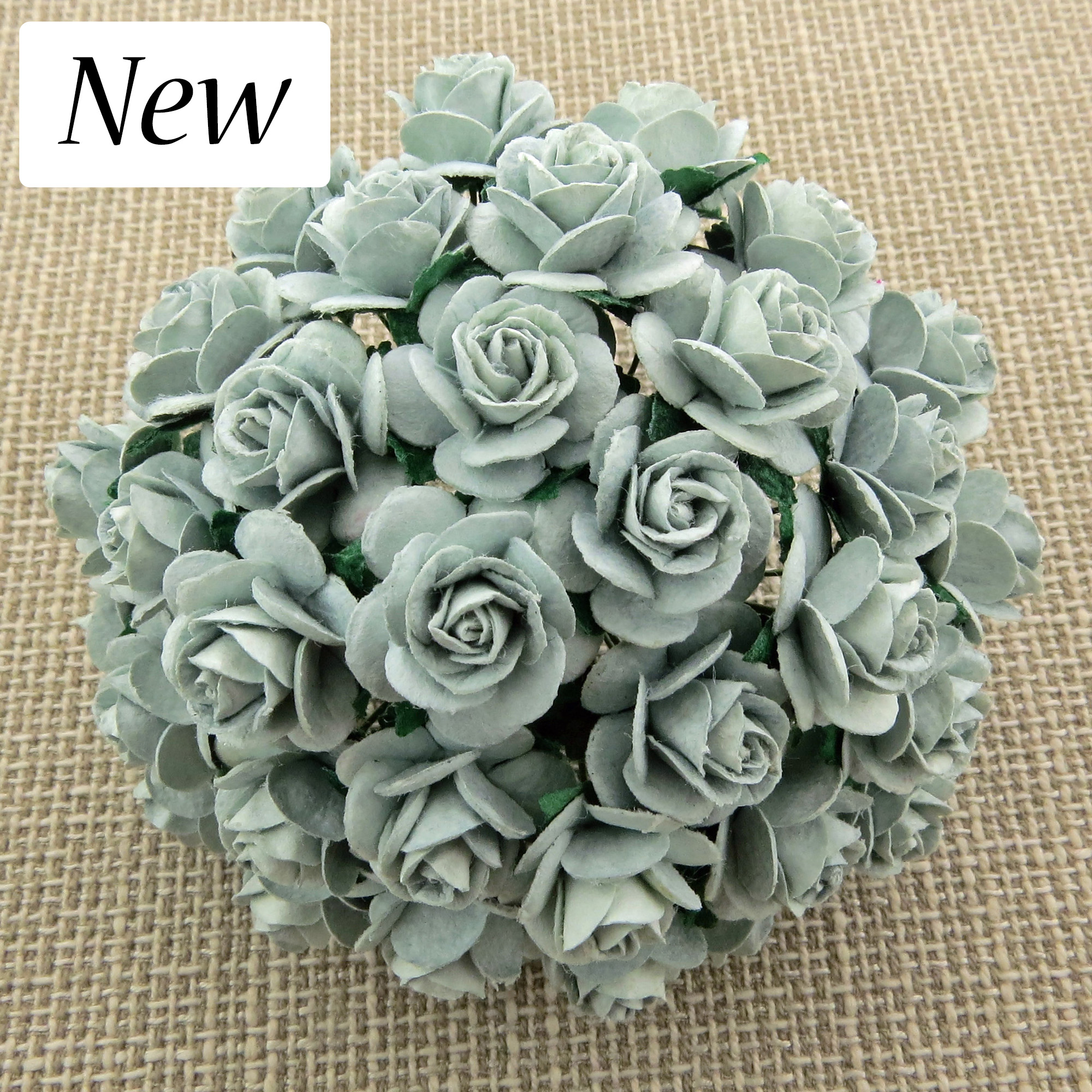 100 PALE GREY MULBERRY PAPER OPEN ROSES - Click Image to Close